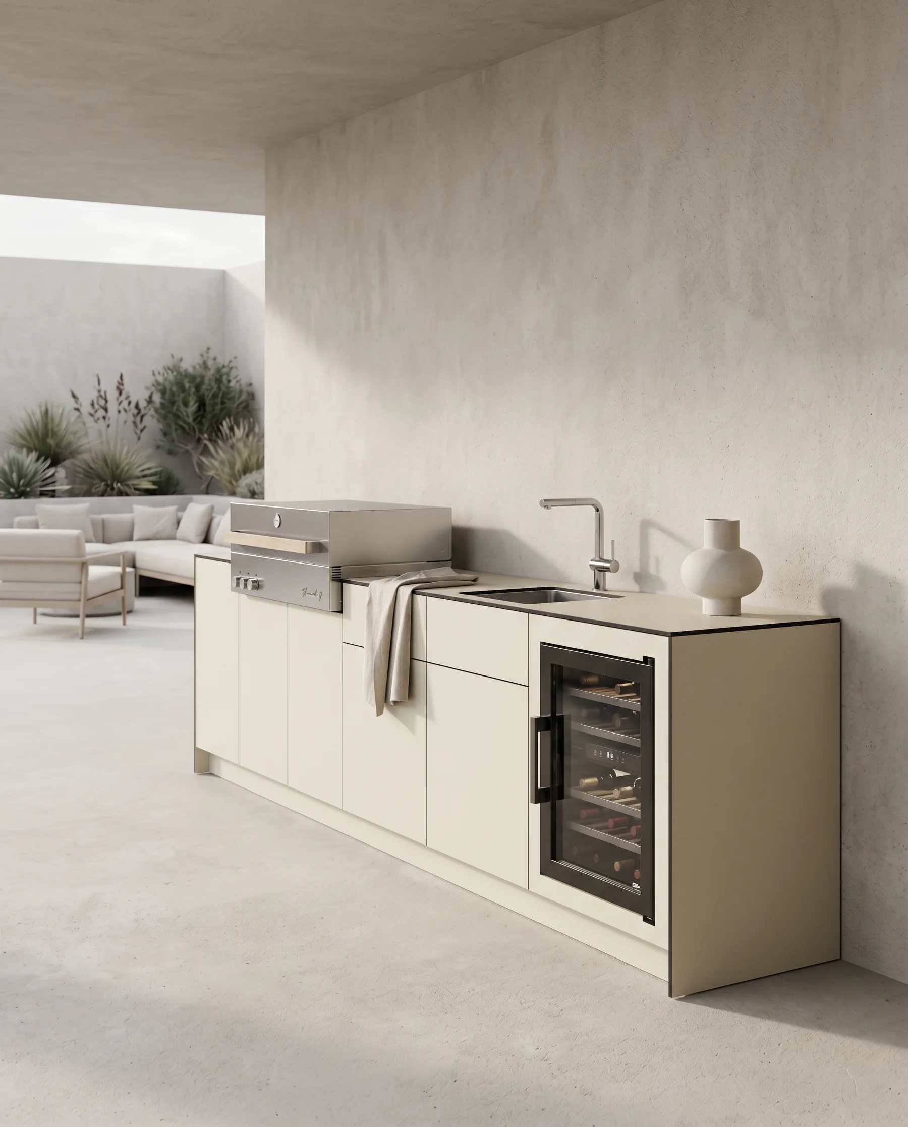 Breeze Infinity as a light premium outdoor kitchen made from HPL.